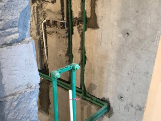 水、电管开槽施作
