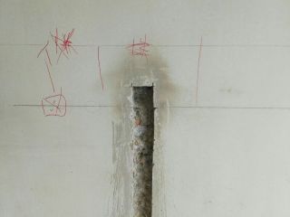 水、电管开槽施作