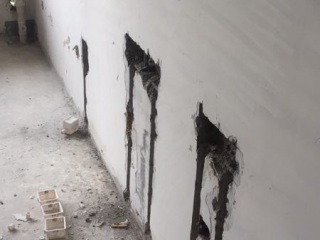 水、电管开槽施作