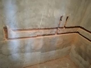 水、电管开槽施作