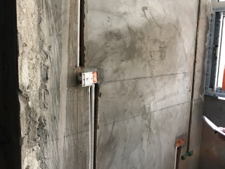 水、电管开槽施作