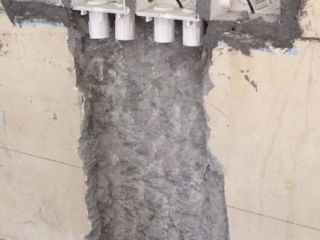 水、电管开槽施作