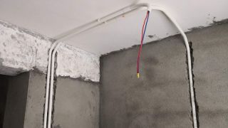 水、电管开槽施作
