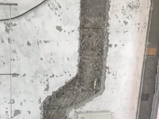 水、电管开槽施作